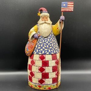 Jim Shore Autographed 06 United We Stand Patriotic Santa #4007487